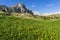 Beautiful mountain landscape with a view of the Seceda peak, Dolomites, Italy