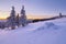 Beautiful mountain landscape in wintertime taken at dawn before Sunrise