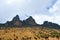 Beautiful mountain landscapes in the volcanic rock formations at Mount Kenya