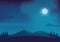 Beautiful mountain night landscape vector