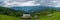 Beautiful mountain panorama landscape of the Carpathian from Mount Makovitsa, Ukraine. Wonderful cloudy landscape in
