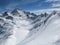 Beautiful Mountain Panorama. Skitour inthe wonderful mountain world in Davos. View of the Fluela Wisshorn and Joriseen.