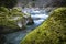 Beautiful mountain river gave d`ossau in long exposure, pyrenees, france