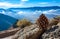 Beautiful mountain scenery on the background of clouds, layers of mountains on the horizon, Sierra Nevada Mountains, California,