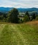 Beautiful mountain scenery with highest Lysa hora hill in Moravskoslezske Beskydy mountains from meadow above Jaworzynka village