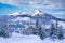 Beautiful mountain town on winter morning in Colorado.