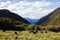 Beautiful mountain valley with grazing yaks in Yunnan