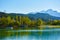Beautiful Mountains and a lake in autumn.  Baggersee Badesee Rossau, Innsbruck, Austria