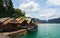 Beautiful mountains resort and river natural attractions in Ratchaprapha Dam at Khao Sok National Park