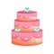 Beautiful multi-tiered, festive, wedding cake. Sweet baked desserts.