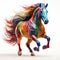 beautiful multicolored painted horse on white background