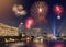 Beautiful Multiple fireworks display exploding over the River City