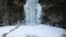 Beautiful Multnomah Falls Frozen in Winter along Columbia River Gorge Portland Oregon Panning 1080p