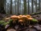 beautiful mushroom on moss in forest