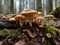 beautiful mushroom on moss in forest