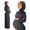 Beautiful Muslim pregnant woman in hijab. vector illustration.