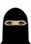 Beautiful Muslim woman in hijab, vertical portrait isolated on the white background, vector