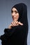 Beautiful muslim woman posing in chador