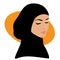 A beautiful Muslim woman in a shawl on her head. Islam. Illustration.