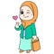 Beautiful Muslim women dress neatly and elegantly, doodle icon image