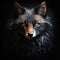 Beautiful muzzle of a fox on a black background. Stylish animal head