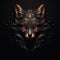 Beautiful muzzle of a fox on a black background. Stylish animal head