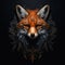 Beautiful muzzle of a fox on a black background. Stylish animal head