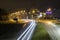 Beautiful and mysterious city night landscape blurry and misty outline,