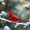 Beautiful mythical red bird in snow highly detailed photograph