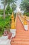 Beautiful nagas staircase upward to the temple at Wat Phra That Chom Sak, thai public Buddhist temple. Located in Mueang, Chiang