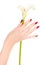 Beautiful nails and fingers with flower