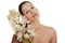 Beautiful naked woman with orchid flower.