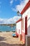 Beautiful narrow street of potuguese fisherman village Alvor in