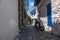 Beautiful narrow streets of the old town. Center of Marmaris. White buildings. European architecture. Lovely narrow streets.