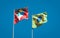 Beautiful national state flags of Brazil and Antigua and Barbuda