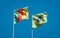 Beautiful national state flags of Brazil and Cameroon