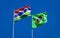 Beautiful national state flags of Gambia and Brazil