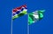 Beautiful national state flags of Gambia and Nigeria