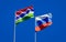 Beautiful national state flags of Gambia and Russia