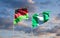 Beautiful national state flags of Malawi and Nigeria