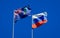 Beautiful national state flags of Montserrat and Russia