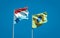 Beautiful national state flags of Netherlands and Brazil