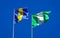 Beautiful national state flags of Nigeria and Barbados