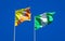 Beautiful national state flags of Nigeria and Bhutan