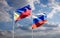 Beautiful national state flags of Philippines and Russia
