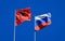 Beautiful national state flags of Russia and Albania