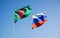 Beautiful national state flags of Russia and Bangladesh