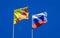 Beautiful national state flags of Russia and Bhutan