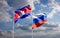 Beautiful national state flags of Russia and Cambodia