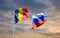 Beautiful national state flags of Russia and Chad